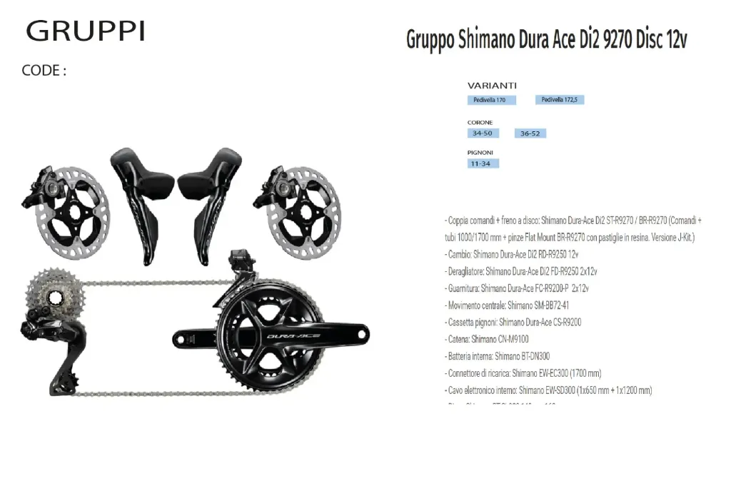 Gruppo Shimano Dura Ace Di2 9270 Disc 12v (170, 34-50)